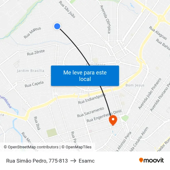 Rua Simão Pedro, 775-813 to Esamc map