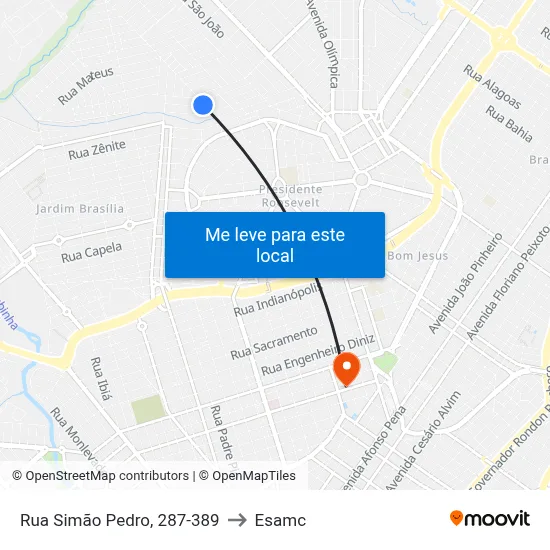 Rua Simão Pedro, 287-389 to Esamc map