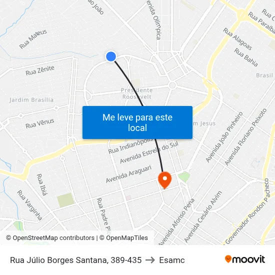 Rua Júlio Borges Santana, 389-435 to Esamc map
