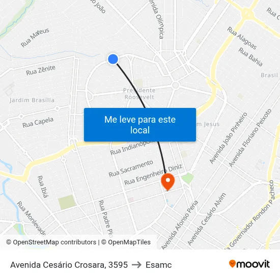Avenida Cesário Crosara, 3595 to Esamc map