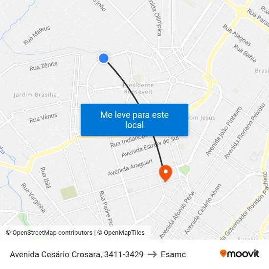 Avenida Cesário Crosara, 3411-3429 to Esamc map