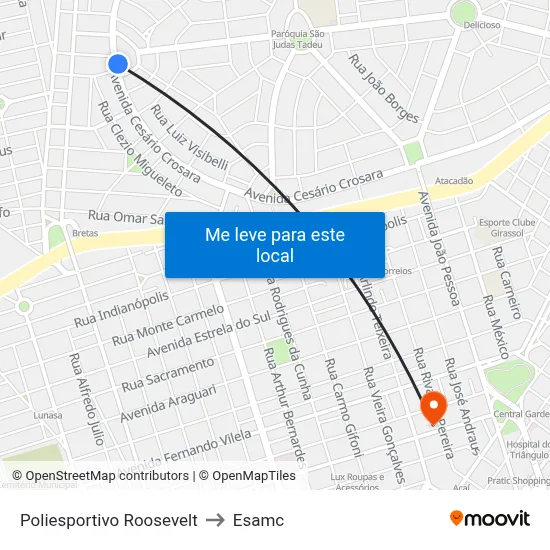 Poliesportivo Roosevelt to Esamc map