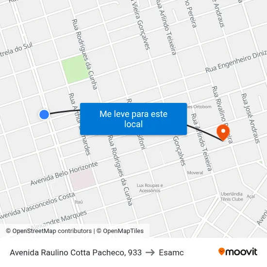 Avenida Raulino Cotta Pacheco, 933 to Esamc map