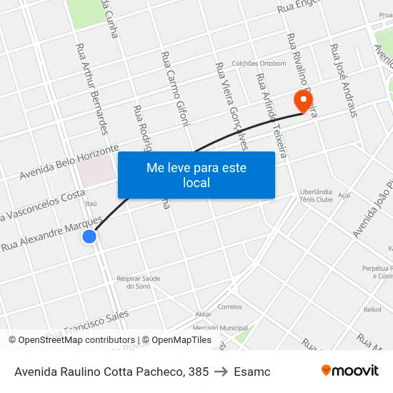 Avenida Raulino Cotta Pacheco, 385 to Esamc map
