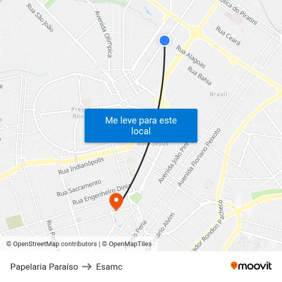 Papelaria Paraíso to Esamc map