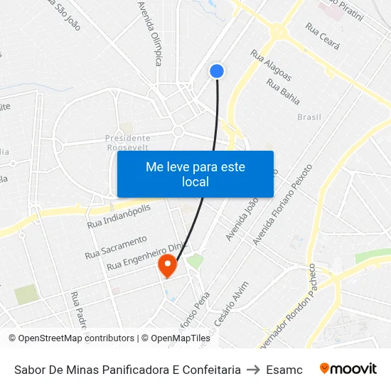 Sabor De Minas Panificadora E Confeitaria to Esamc map