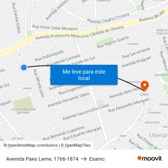 Avenida Paes Leme, 1766-1874 to Esamc map