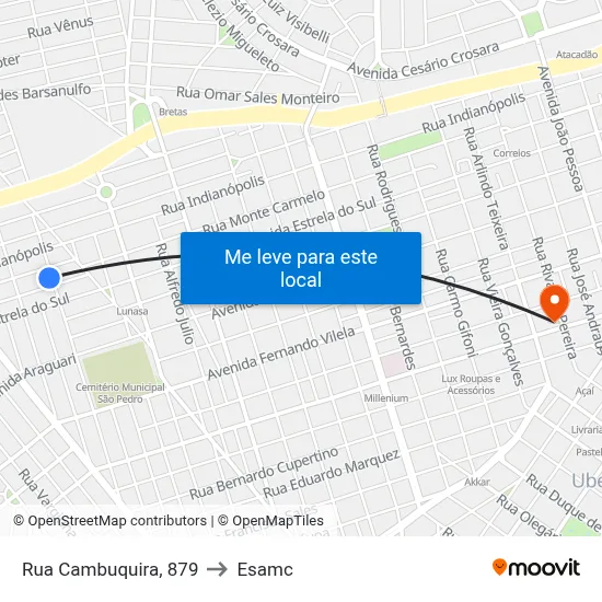 Rua Cambuquira, 879 to Esamc map
