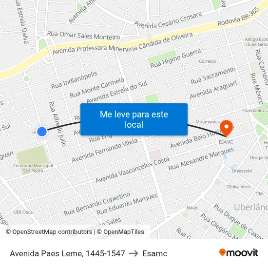 Avenida Paes Leme, 1445-1547 to Esamc map