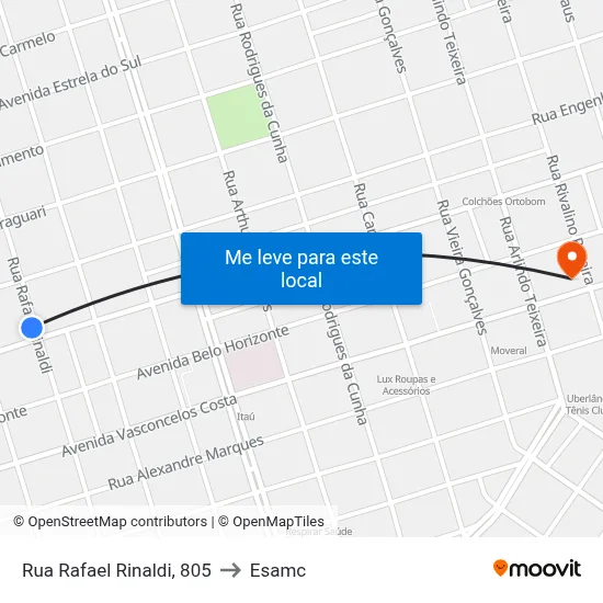 Rua Rafael Rinaldi, 805 to Esamc map
