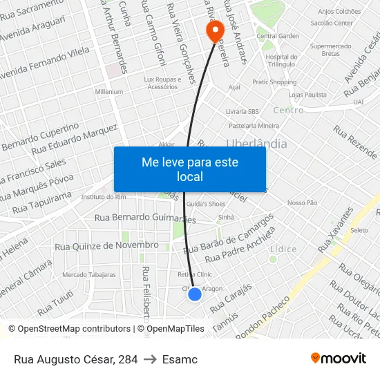 Rua Augusto César, 284 to Esamc map