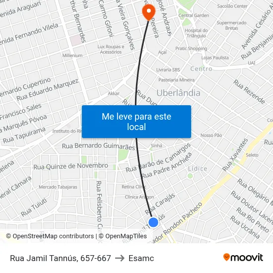 Rua Jamil Tannús, 657-667 to Esamc map