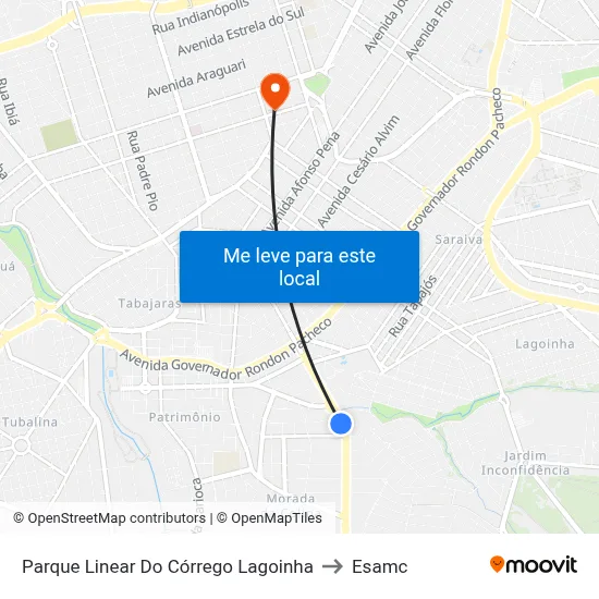 Parque Linear Do Córrego Lagoinha to Esamc map