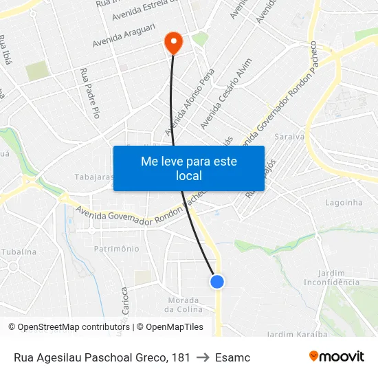 Rua Agesilau Paschoal Greco, 181 to Esamc map