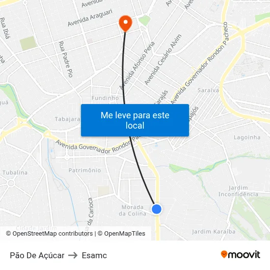 Pão De Açúcar to Esamc map