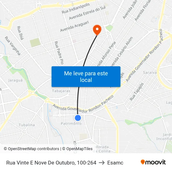Rua Vinte E Nove De Outubro, 100-264 to Esamc map