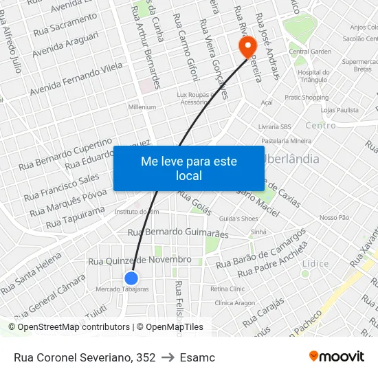 Rua Coronel Severiano, 352 to Esamc map