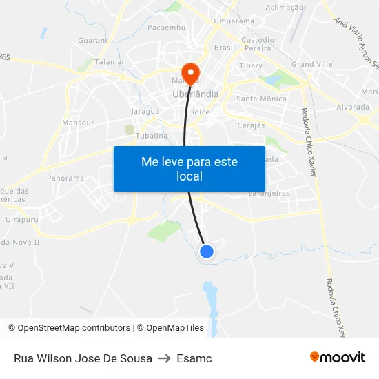 Rua Wilson Jose De Sousa to Esamc map