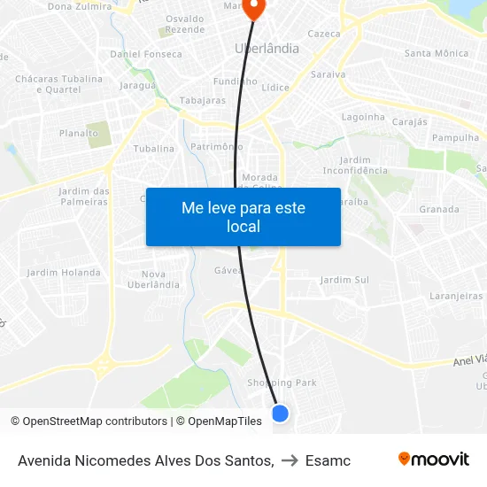 Avenida Nicomedes Alves Dos Santos, to Esamc map