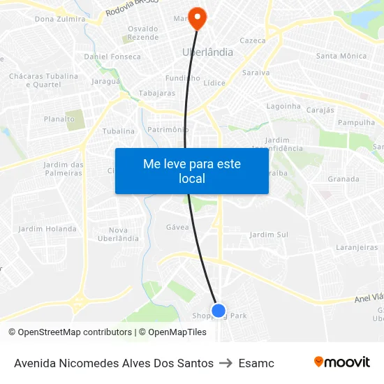 Avenida Nicomedes Alves Dos Santos to Esamc map