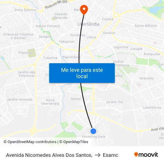 Avenida Nicomedes Alves Dos Santos, to Esamc map