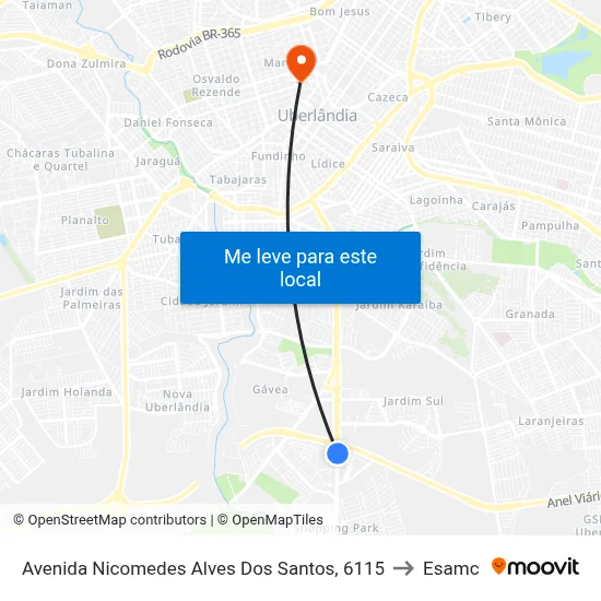Avenida Nicomedes Alves Dos Santos, 6115 to Esamc map