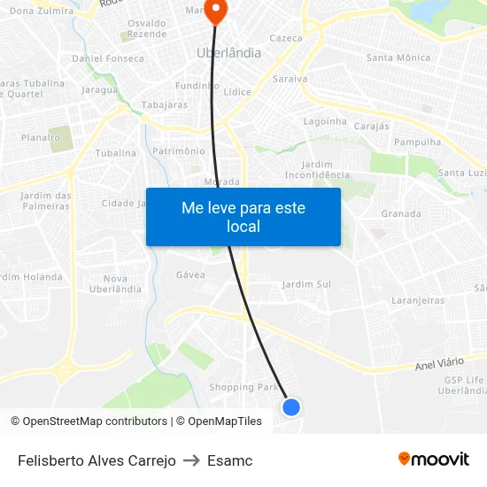 Felisberto Alves Carrejo to Esamc map
