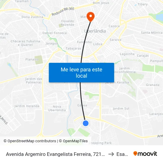 Avenida Argemiro Evangelista Ferreira, 721-747 to Esamc map