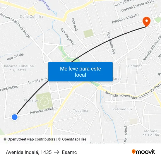 Avenida Indaiá, 1435 to Esamc map