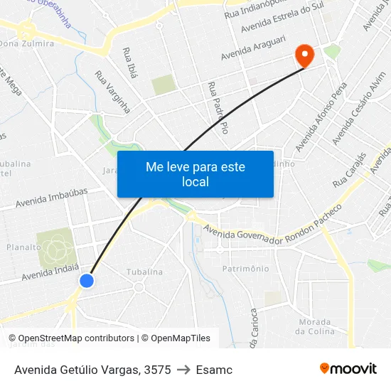 Avenida Getúlio Vargas, 3575 to Esamc map