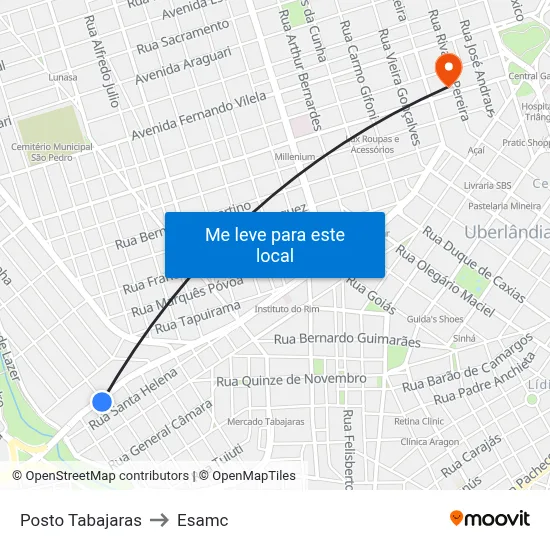 Posto Tabajaras to Esamc map