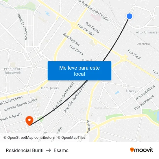 Residencial Buriti to Esamc map