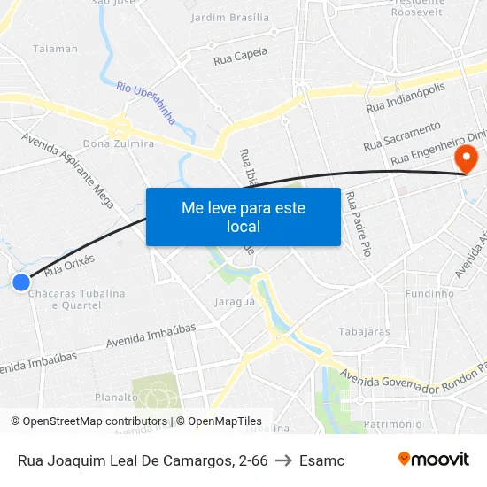 Rua Joaquim Leal De Camargos, 2-66 to Esamc map