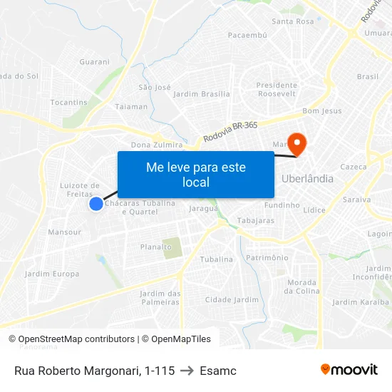 Rua Roberto Margonari, 1-115 to Esamc map