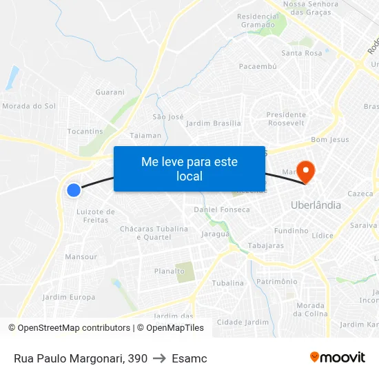 Rua Paulo Margonari, 390 to Esamc map