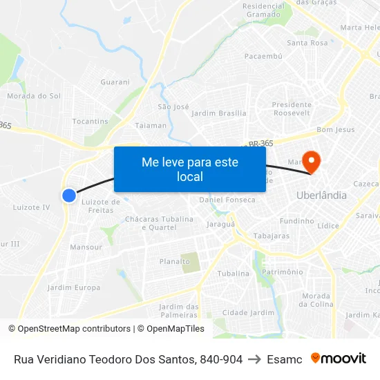 Rua Veridiano Teodoro Dos Santos, 840-904 to Esamc map