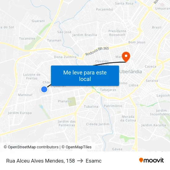 Rua Alceu Alves Mendes, 158 to Esamc map