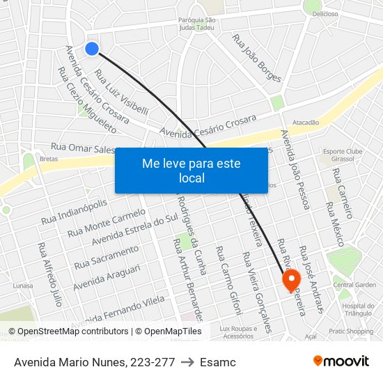 Avenida Mario Nunes, 223-277 to Esamc map