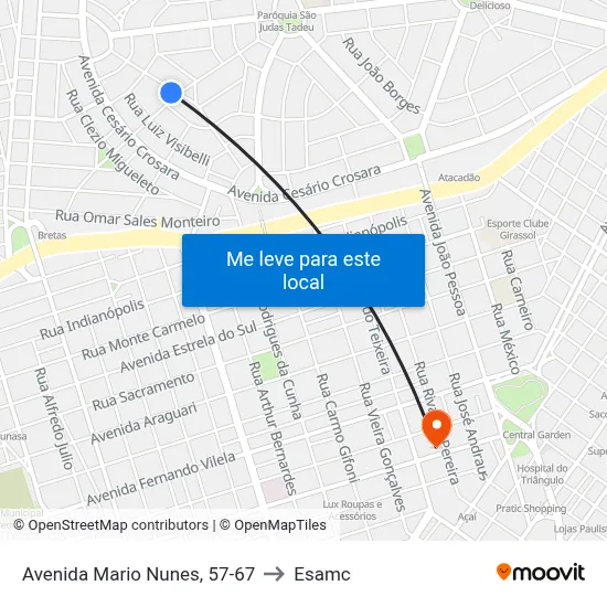 Avenida Mario Nunes, 57-67 to Esamc map