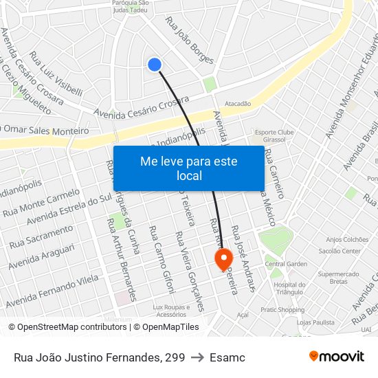 Rua João Justino Fernandes, 299 to Esamc map