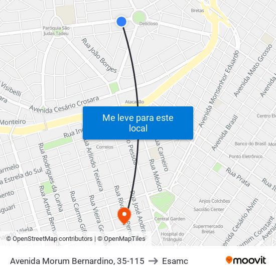 Avenida Morum Bernardino, 35-115 to Esamc map