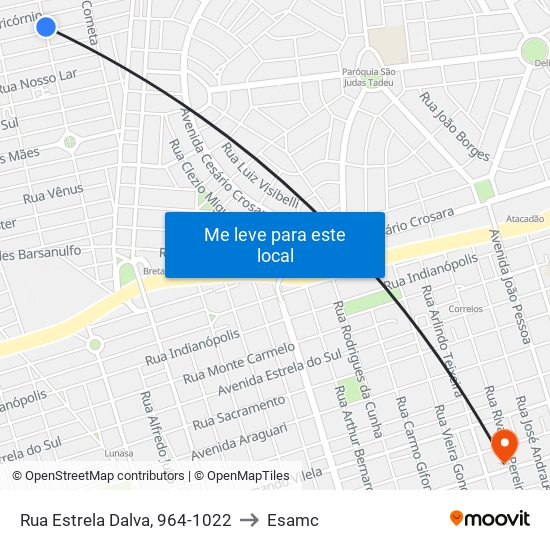 Rua Estrela Dalva, 964-1022 to Esamc map