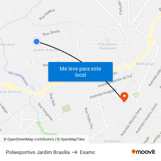 Poliesportivo Jardim Brasília to Esamc map