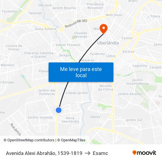 Avenida Alexi Abrahão, 1539-1819 to Esamc map