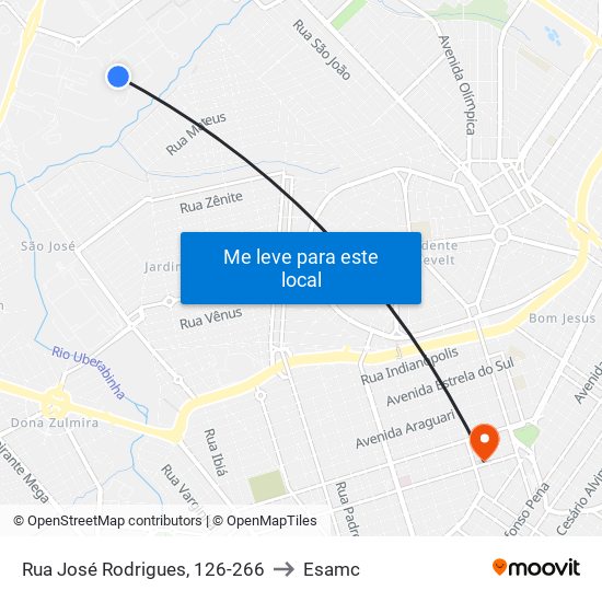 Rua José Rodrigues, 126-266 to Esamc map