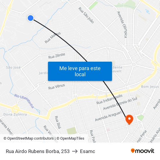 Rua Airdo Rubens Borba, 253 to Esamc map