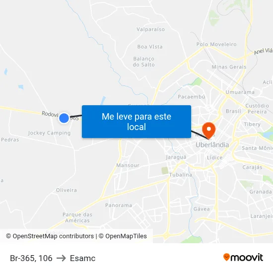 Br-365, 106 to Esamc map