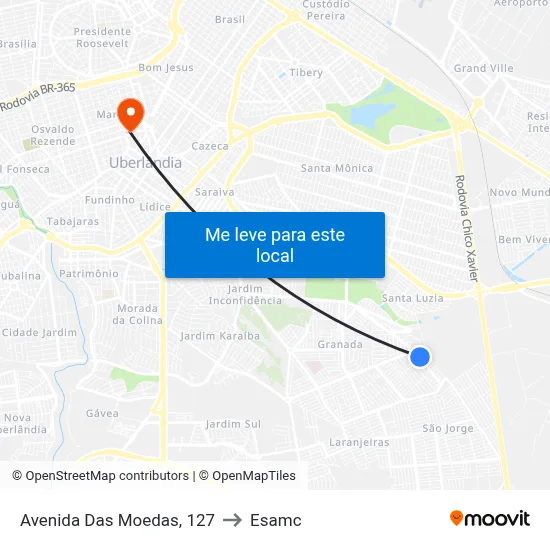 Avenida Das Moedas, 127 to Esamc map