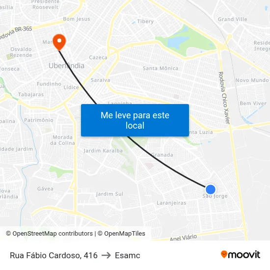 Rua Fábio Cardoso, 416 to Esamc map