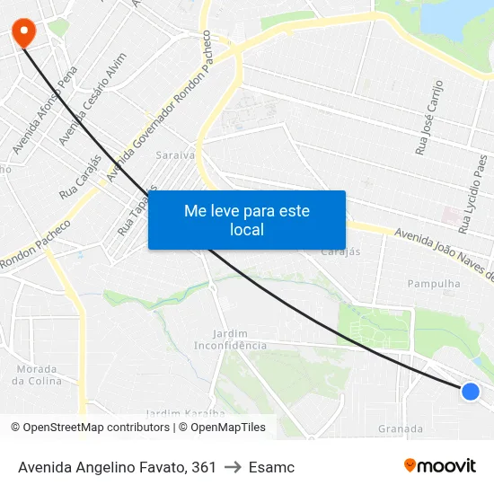 Avenida Angelino Favato, 361 to Esamc map